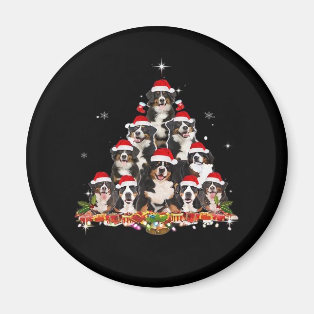 Bernese Mountain Christmas Tree Dog Santa Xmas Spa Magnet (Vorne)
