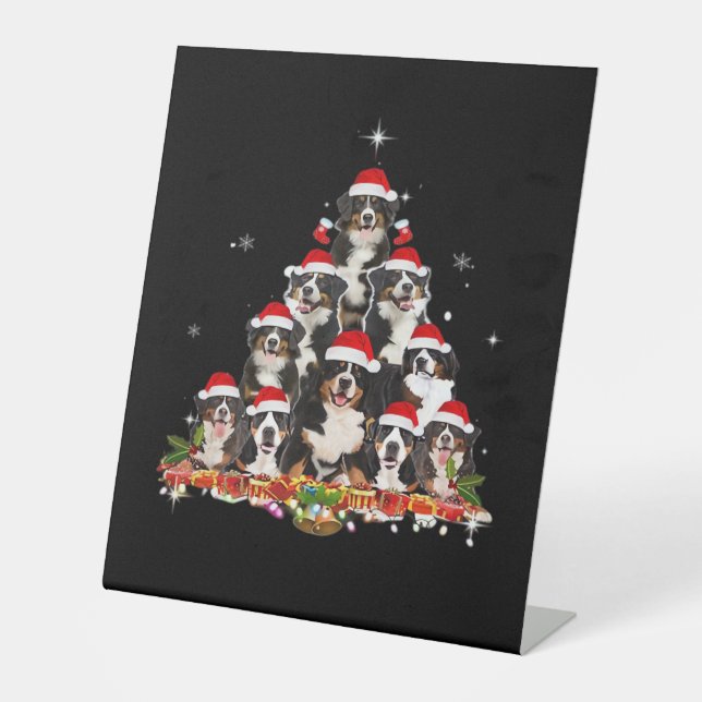Bernese Mountain Christmas Tree Dog Santa Xmas Spa Sockelschild (Vorderseite)