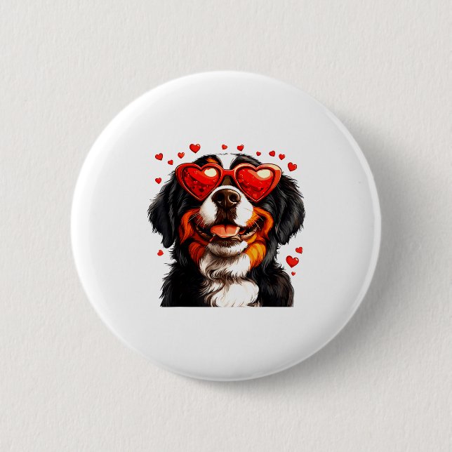 Bernese Mountain Cute Berner Dog Lover Valentines  Button (Vorderseite)
