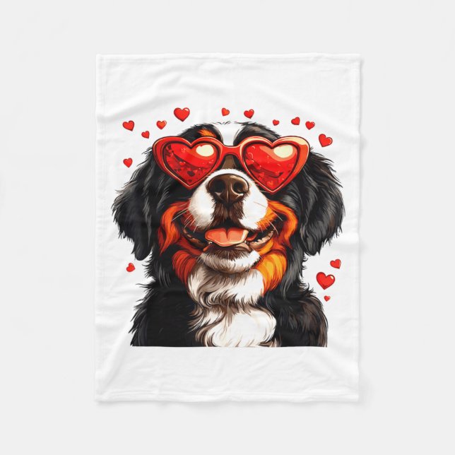 Bernese Mountain Cute Berner Dog Lover Valentines  Fleecedecke (Vorderseite)