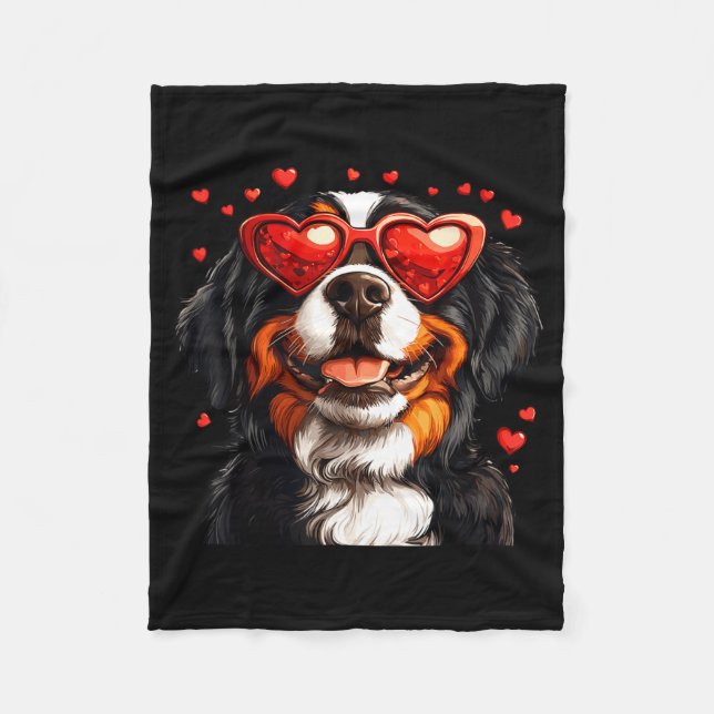 Bernese Mountain Cute Berner Dog Lover Valentines  Fleecedecke (Vorderseite)