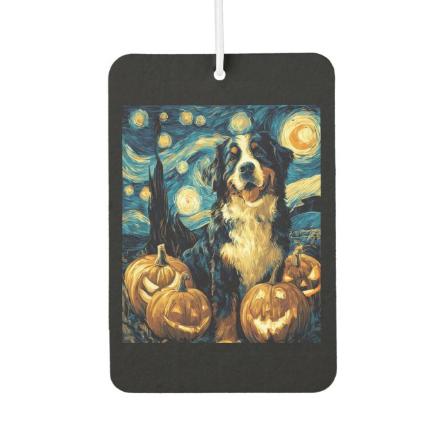 Bernese Mountain Cute Dog Halloween Jack O Lantern Autolufterfrischer (Vorderseite)