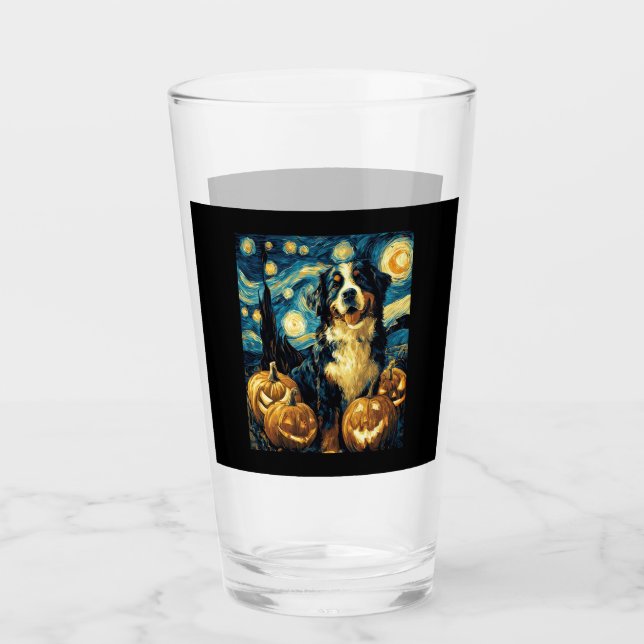 Bernese Mountain Cute Dog Halloween Jack O Lantern Glas (Vorderseite)