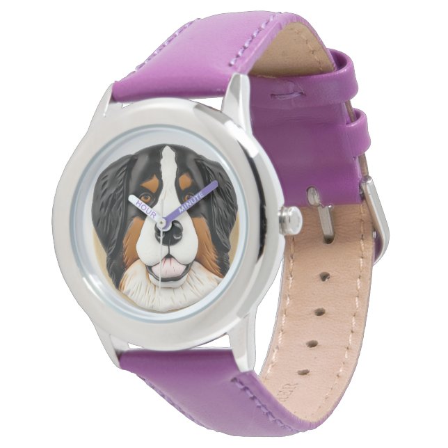 Bernese Mountain Dog 3D Inspiriert Armbanduhr (Schrägansicht)