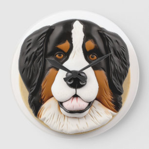 Bernese Mountain Dog 3D Inspiriert Große Wanduhr