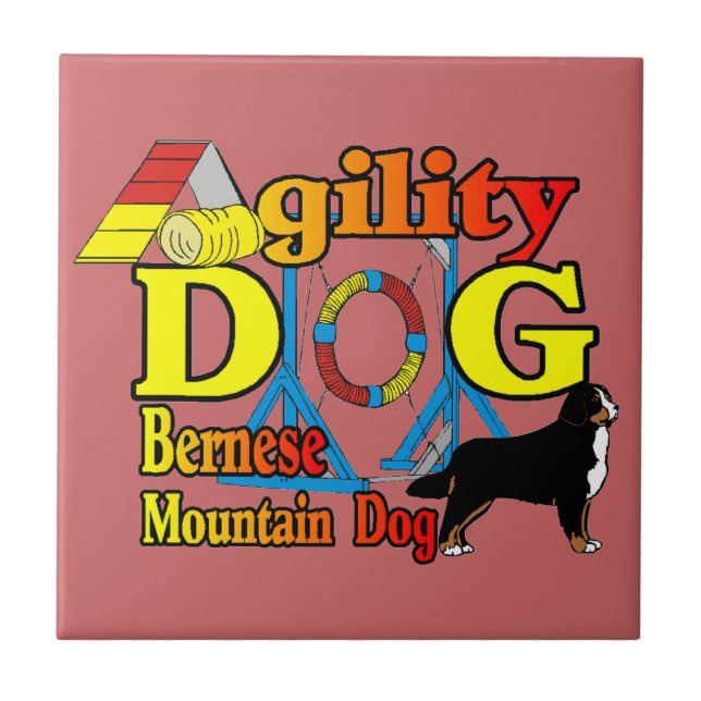 Bernese Mountain Dog Agility Fliese (Vorderseite)