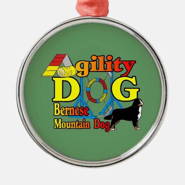 Bernese Mountain Dog Agility Silbernes Ornament (Vorne)