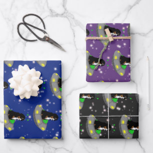 Bernese Mountain Dog Alien UFO  Geschenkpapier Set