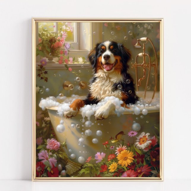 Bernese Mountain Dog Art, Bäder Kunst Poster (Bernese Mountain Dog Art Print)