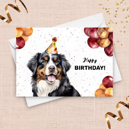 Bernese Mountain Dog Balloons Party Hat Geburtstag Karte