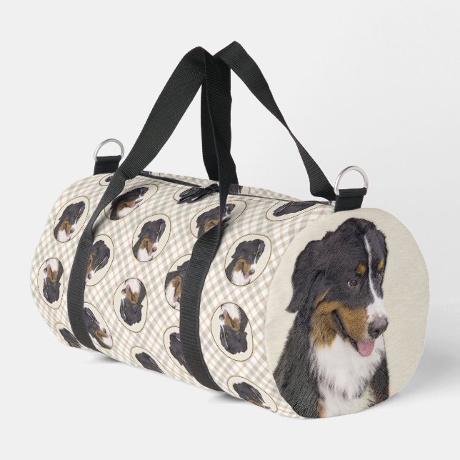 Bernese Mountain Dog Berner Malerei Niedlicher Hau Duffle Bag (Linke Seite)