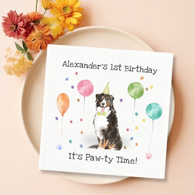 Bernese Mountain Dog Birthday Party Serviette (Von Creator hochgeladen)