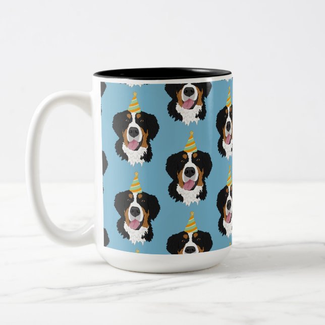 Bernese Mountain Dog Birthday Zweifarbige Tasse (Links)