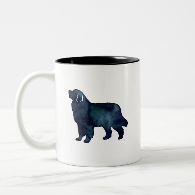 Bernese Mountain Dog Black Watercolor Zweifarbige Tasse (Links)