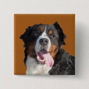 Bernese Mountain Dog Button Wasserfarbe