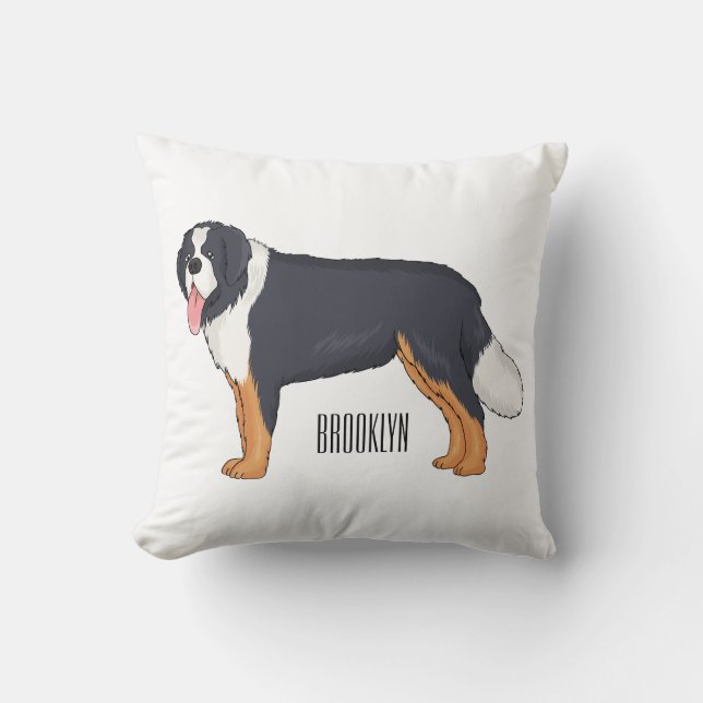 Bernese mountain dog cartoon illustration kissen (Vorderseite)