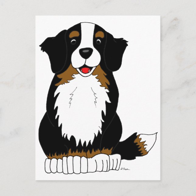 Bernese Mountain Dog Cartoon Postkarte (Vorderseite)