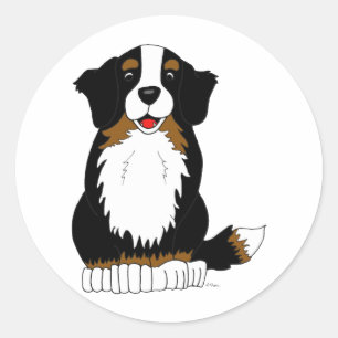 Bernese Mountain Dog Cartoon Runder Aufkleber