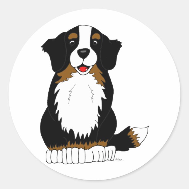 Bernese Mountain Dog Cartoon Runder Aufkleber (Vorderseite)