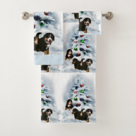 Bernese Mountain Dog Christmas Badhandtuch Set