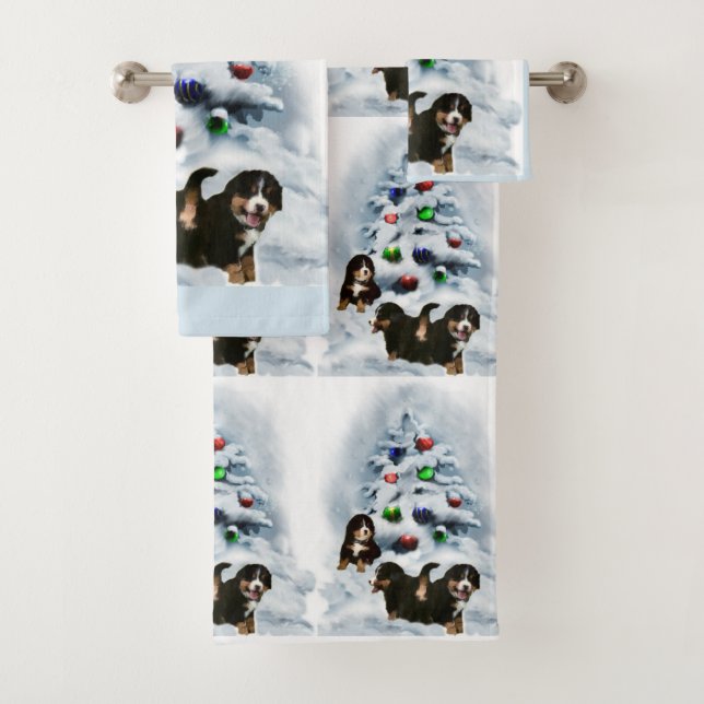 Bernese Mountain Dog Christmas Badhandtuch Set (Insitu)