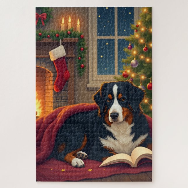 Bernese Mountain Dog Christmas Bedtime Story Puzzle (Vertikal)