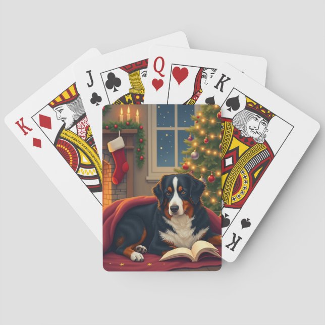 Bernese Mountain Dog Christmas Bedtime Story Spielkarten (Rückseite)