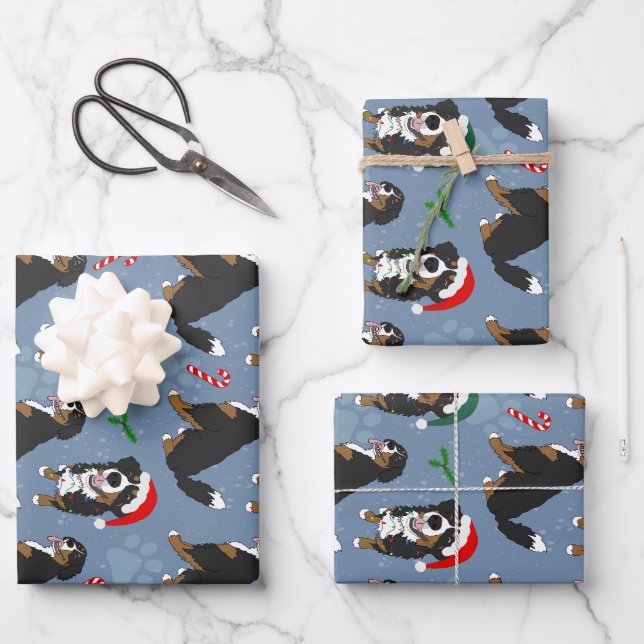 Bernese Mountain Dog Christmas Geschenkpapier Set (Vorderseite)