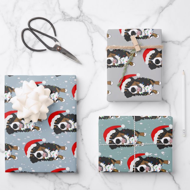 Bernese Mountain Dog Christmas Geschenkpapier Set (Vorderseite)