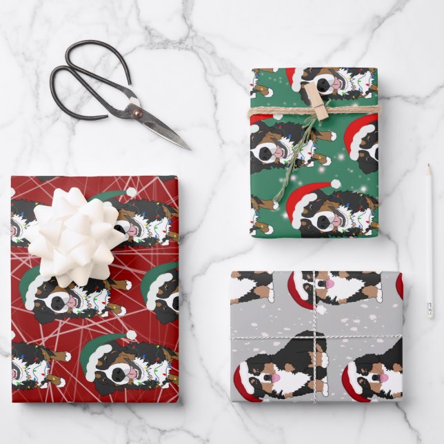 Bernese Mountain Dog Christmas Geschenkpapier Set (Vorderseite)