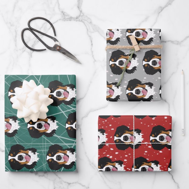 Bernese Mountain Dog Christmas Geschenkpapier Set (Vorderseite)