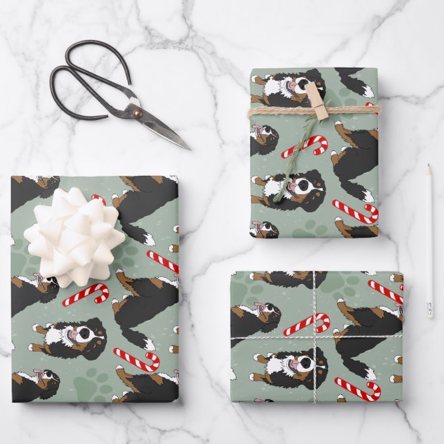Bernese Mountain Dog Christmas Geschenkpapier Set (Vorderseite)