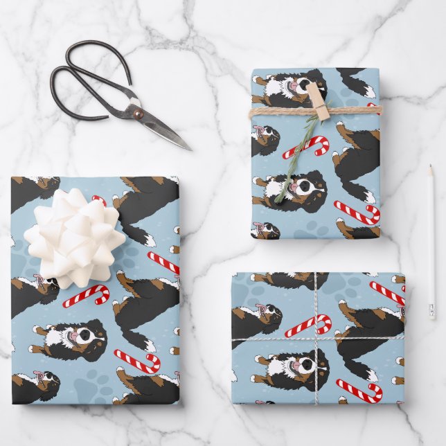 Bernese Mountain Dog Christmas Geschenkpapier Set (Vorderseite)