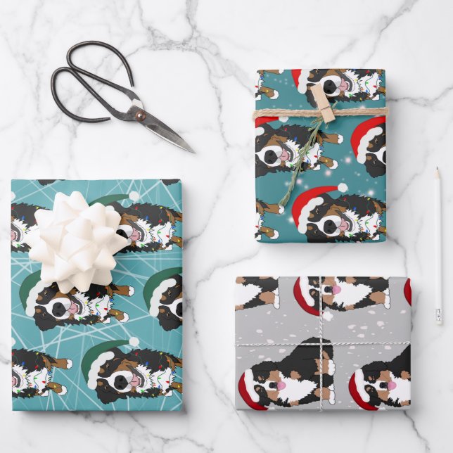 Bernese Mountain Dog Christmas Geschenkpapier Set (Vorderseite)