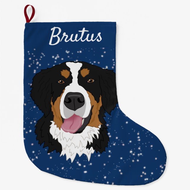 Bernese Mountain Dog Christmas Großer Weihnachtsstrumpf (Vorderseite)