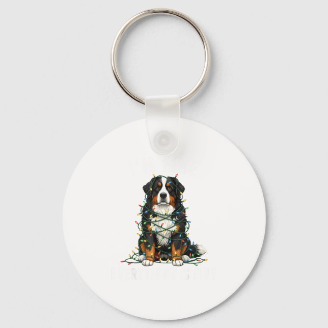 Bernese Mountain Dog Christmas I'm Fine Everything Schlüsselanhänger (Vorderseite)
