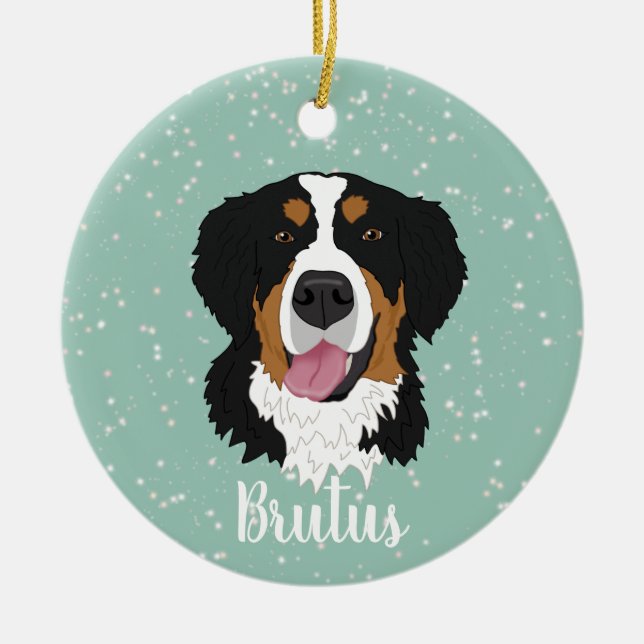 Bernese Mountain Dog Christmas Keramik Ornament (Vorne)