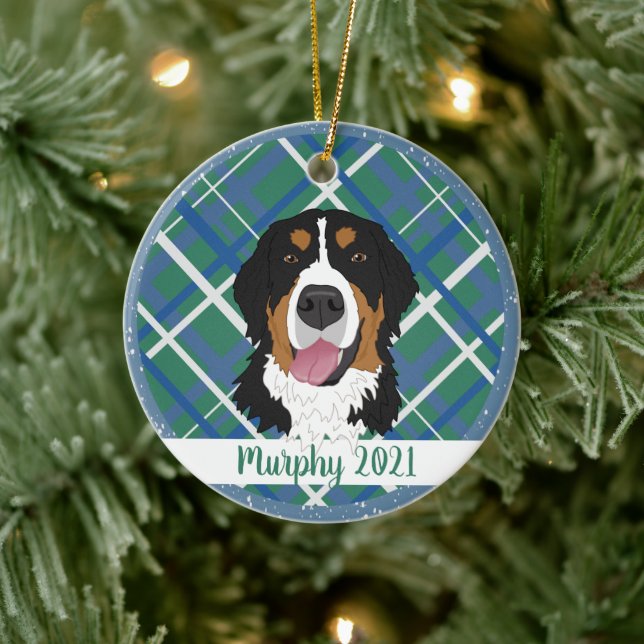 Bernese Mountain Dog Christmas Keramik Ornament (Baum)