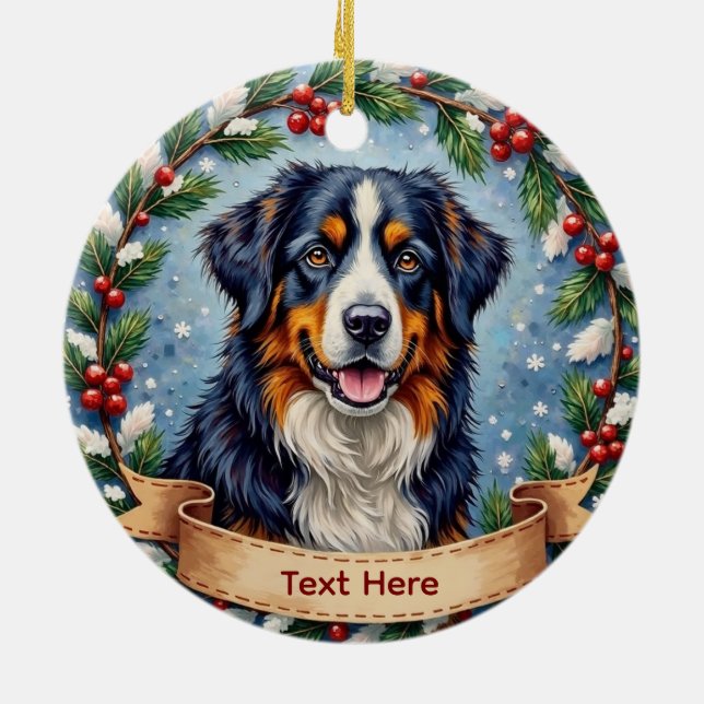 Bernese Mountain Dog Christmas Keramik Ornament (Hinten)