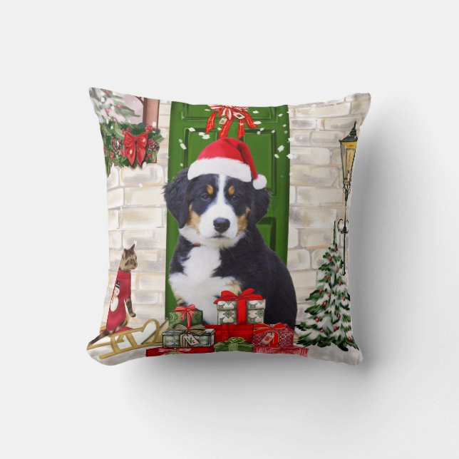 Bernese Mountain Dog Christmas Kissen (Vorderseite)