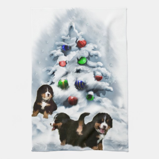 Bernese Mountain Dog Christmas Küchentuch (Vertikal)