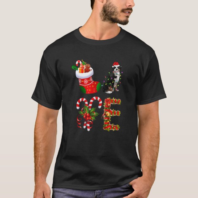 Bernese Mountain Dog Christmas Light Hund Tier T-Shirt (Vorderseite)