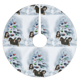 Bernese Mountain Dog Christmas Polyester Weihnachtsbaumdecke