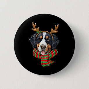 Bernese Mountain Dog Christmas Rentier Weihnachtsm Button