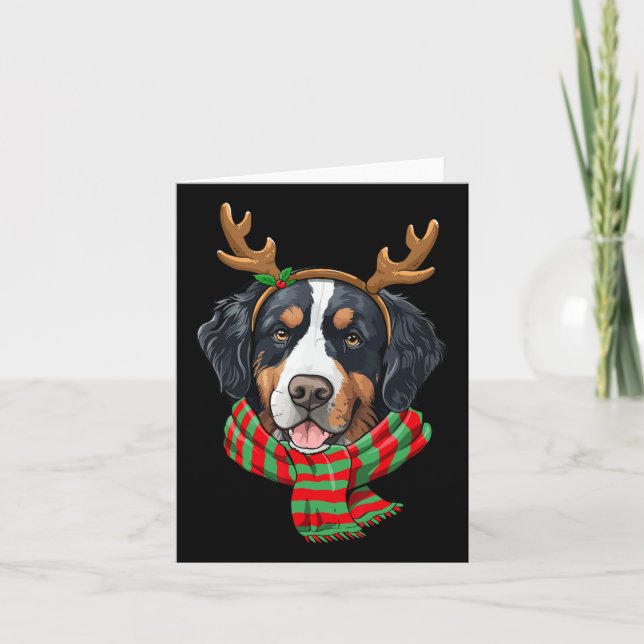 Bernese Mountain Dog Christmas Rentier Weihnachtsm Karte (Vorderseite)