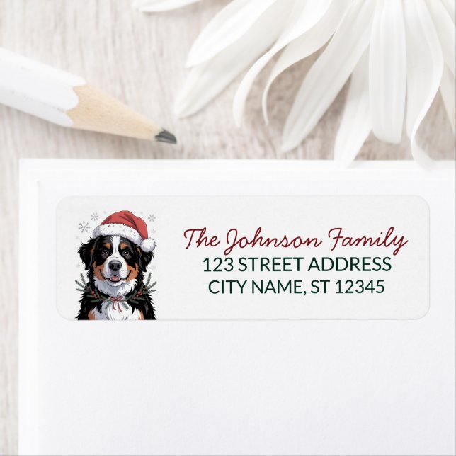 Bernese Mountain Dog Christmas Return Address      (Insitu)