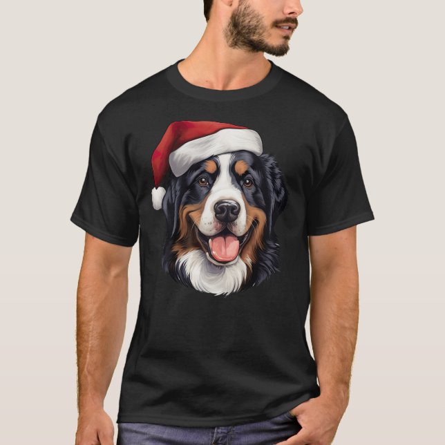 Bernese Mountain Dog Christmas Santa Hat T-Shirt (Vorderseite)