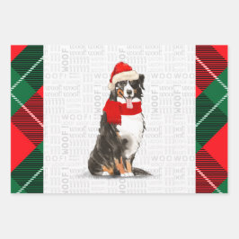 Bernese Mountain Dog Christmas Tartan Kariert Geschenkpapier Set