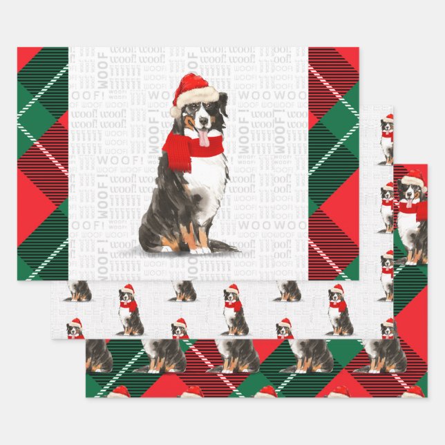 Bernese Mountain Dog Christmas Tartan Kariert Geschenkpapier Set (Set)
