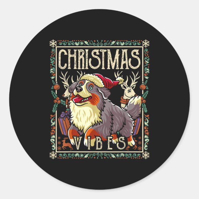 Bernese Mountain Dog Christmas Vibes Dog Santa Cla Runder Aufkleber (Vorderseite)